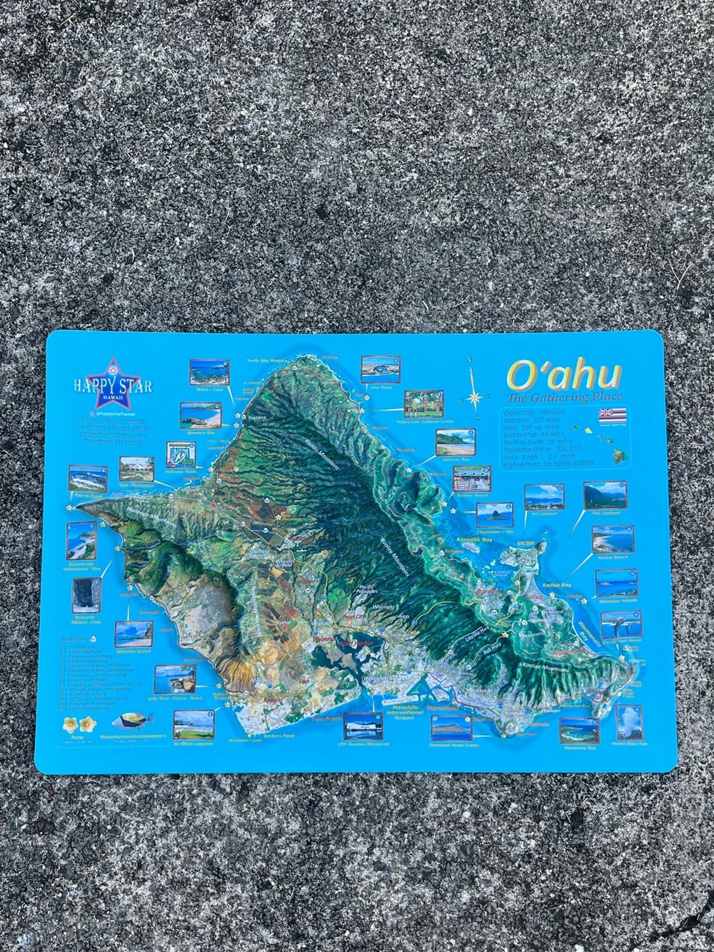 Oʻahu 3D Topographic Map 17.5” x 12”